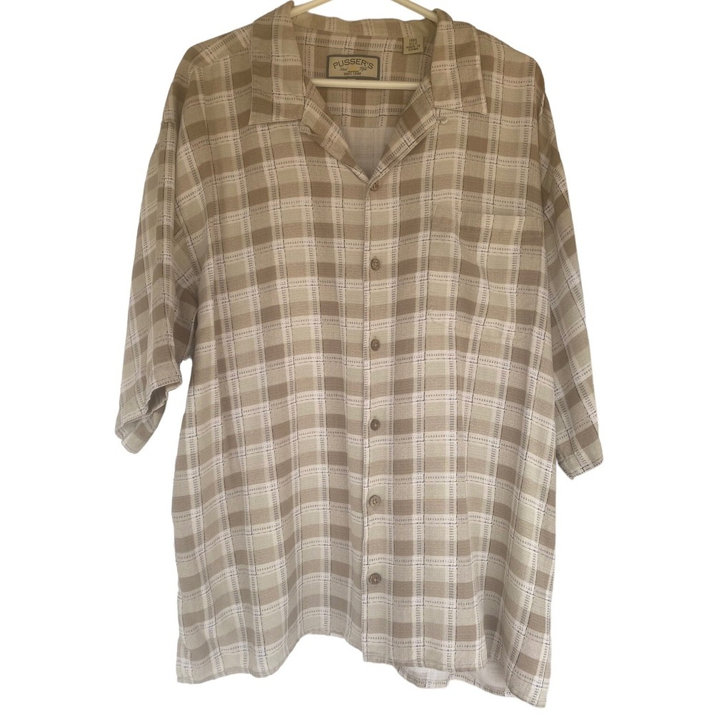 Mens Silk‎ Button Up Shirt XL Coastal Beach Resort Cruise Casual